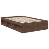 Bed Frame with Headboard Brown Oak 120 x 200 cm Solid Pine Wood 3412102