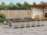 17 Piece Garden Dining Set with Cushions Light Grey Poly Rattan 3210827