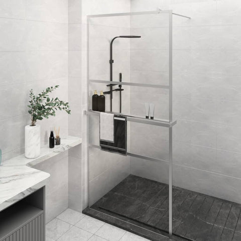 ZNTS Walk-in Shower Wall with Shelf 80x195 cm ESG Glass&Aluminium 3185491