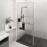 Walk-in Shower Wall with Shelf 80x195 cm ESG Glass&Aluminium 3185491