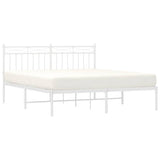Metal Bed Frame without Mattress with Headboard White 150x200cm 373742