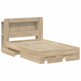 Bed Frame with Storage Sonoma Oak 120 x 200 cm Engineered Wood 3433852