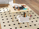 3-Piece Kids Table and Chairs Set with Convertible Desk and Storage Grid, Kids Activity Table for T3398P347724