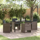 Garden Dining Set with Cushion 5 pcs Grey Poly Rattan 3379949