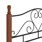 Bed Frame Black and natural oak Powder-coated metal, solid oak wood 324934