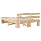Bed Frame with Headboard Brown 150 x 200 cm Solid Pine Wood 872479