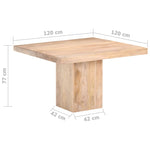 ZNTS Dining Table 120x120x77 cm Solid Mango Wood 288117