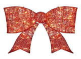 Pre-lit Outdoor Giant Bowknot Christmas Decoration, Lighted Metal Frame with 124 Warm White LED 65416692