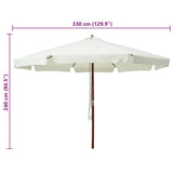 Garden Parasol with Wooden Pole 330 cm Sand White 47212