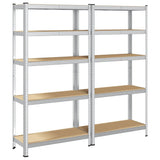 5-Layer Storage Shelves 2 pcs Silver Steel&Engineered Wood 4016948