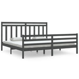 Bed Frame without Mattress Grey 200x200 cm Solid Wood 3105337