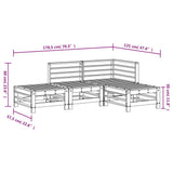 4 Piece Garden Lounge Set White Solid Wood Pine 3186502
