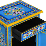 Bedside Cabinet Solid Mango Wood Turquoise Hand Painted 244834