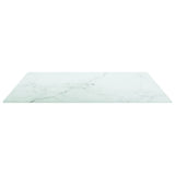 Table Top White 70x70 cm 6 mm Tempered Glass with Marble Design 322256