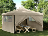 Foldable Party Tent Pop-Up with 4 Sidewalls Taupe 4004930