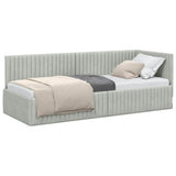 Corner Bed Frame with Headboard Light grey 80 x 200 cm Velvet 42016246