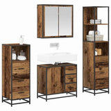 Bathroom Furniture Set with Door 4 pcs Old Wood Engineered Wood 3402329