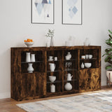 Sideboard with LED Lights Smoked Oak 202x37x100 cm 3209188