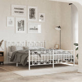 Metal Bed Frame without Mattress with Footboard White 180x200cm 376199