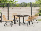 Garden Dining Set 5 pcs Brown Powder-Coated Steel 3379192