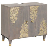 Bathroom Cabinet Set with Drawer 5 pcs Grey Solid Mango Wood 3310156