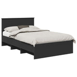 Bed Frame with Headboard Black 120 x 123 cm Engineered Wood 3408866