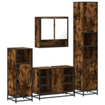 ZNTS 4 Piece Bathroom Furniture Set Smoked Oak Engineered Wood 3301242