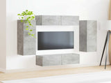 TV Wall Cabinet Set 4 pcs Concrete Grey Engineered Wood 3408928