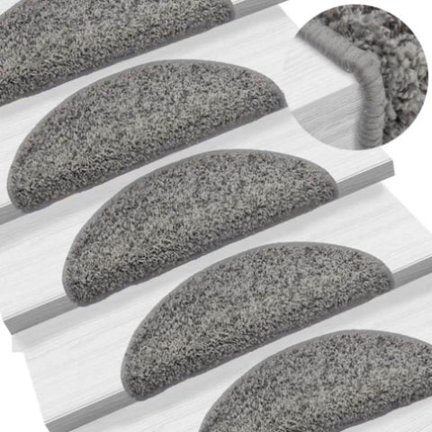 Stair Mats 15 pcs 56x17x3 cm Grey Half Round 133892