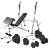 Workout Bench with Weight Rack, Barbell and Dumbbell Set 120 kg 275376