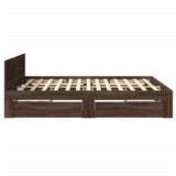 Bed Frame with Headboard without Mattress Brown Oak 200x200 cm 3295540
