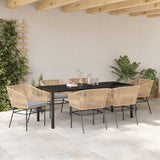 Garden Dining Set with Cushion 7 pcs Brown Powder-Coated Steel 3380929