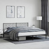 Metal Bed Frame without Mattress with Headboard Black 180x200cm 374441