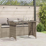 Garden Table with Glass Top Grey 110x68x70 cm Poly Rattan 366352
