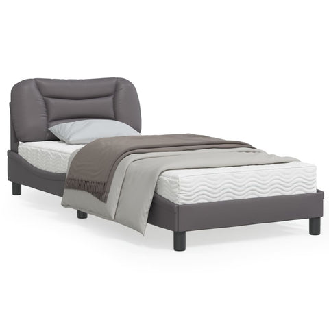 ZNTS Bed Frame with LED Lights Grey 90x200 cm Faux Leather 3213909