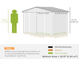 7 x 4ft Metal Garden Storage Shed with Vents, Floor Foundation Kit and Lockable Double Doors, Light T3398P314221