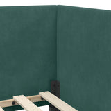 Corner Bed Frame with Headboard Dark green 90 x 190 cm Velvet 42016638