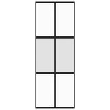 Sliding Door Black 76x205 cm Tempered Glass and Aluminium 155210