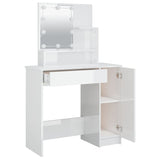 Dressing Table with LED High Gloss White 86.5x35x136 cm 808816