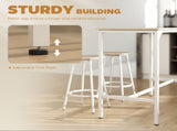 5 Piece Bar Table Set for 4 with Stools, Metal Frame, Footrest for Kitchen Natural Wood T3398P554304
