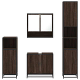 ZNTS 4 Piece Bathroom Furniture Set Brown Oak Engineered Wood 3301219
