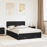 Bed Frame with Headboard Black 140 x 200 cm Engineered Wood 3412365