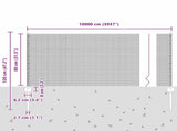 Welded Wire Fence with Post 100 x 0.8 m PVC-Coated Steel Grey 3336658