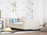 Toddler Bed Frame with Headboard Cream 70 x 140 cm Sheep Fabric 42010844