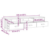 TV Cabinet HAMAR White 158x40x40 cm Solid Wood Pine 340473