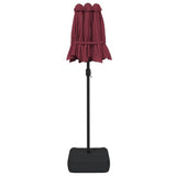 Double-Head Garden Parasol with LEDs Bordeaux Red 316x145 cm 362973
