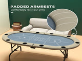 8 Player Folding Poker Table, with Cup Holders, Cushioning Edge, Brown and Blue T3398P377382