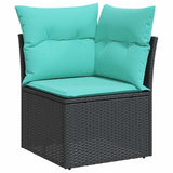 7 Piece Garden Sofa Set with Cushions Grey Poly Rattan Acacia 3327857