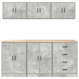 ZNTS Garage Cabinets 6 pcs Concrete Grey Engineered Wood 3328344