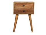 Solid Wood Mini Oak-ish Bedside, 2 Drawers, Brown B2743P402998